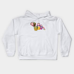 Wooden Russian Dolls Kids Hoodie